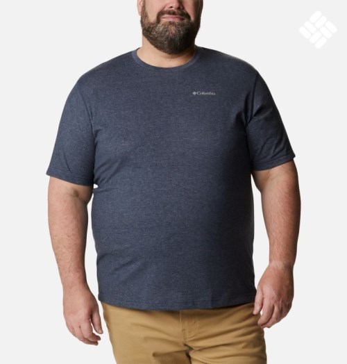 Men's Columbia Thistletown Park Crew T Shirts Navy | Plus Size CA-C5L06